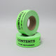 Rolls of green label tape with the text 'CONTENTS TO BE RETURNED' printed on it.