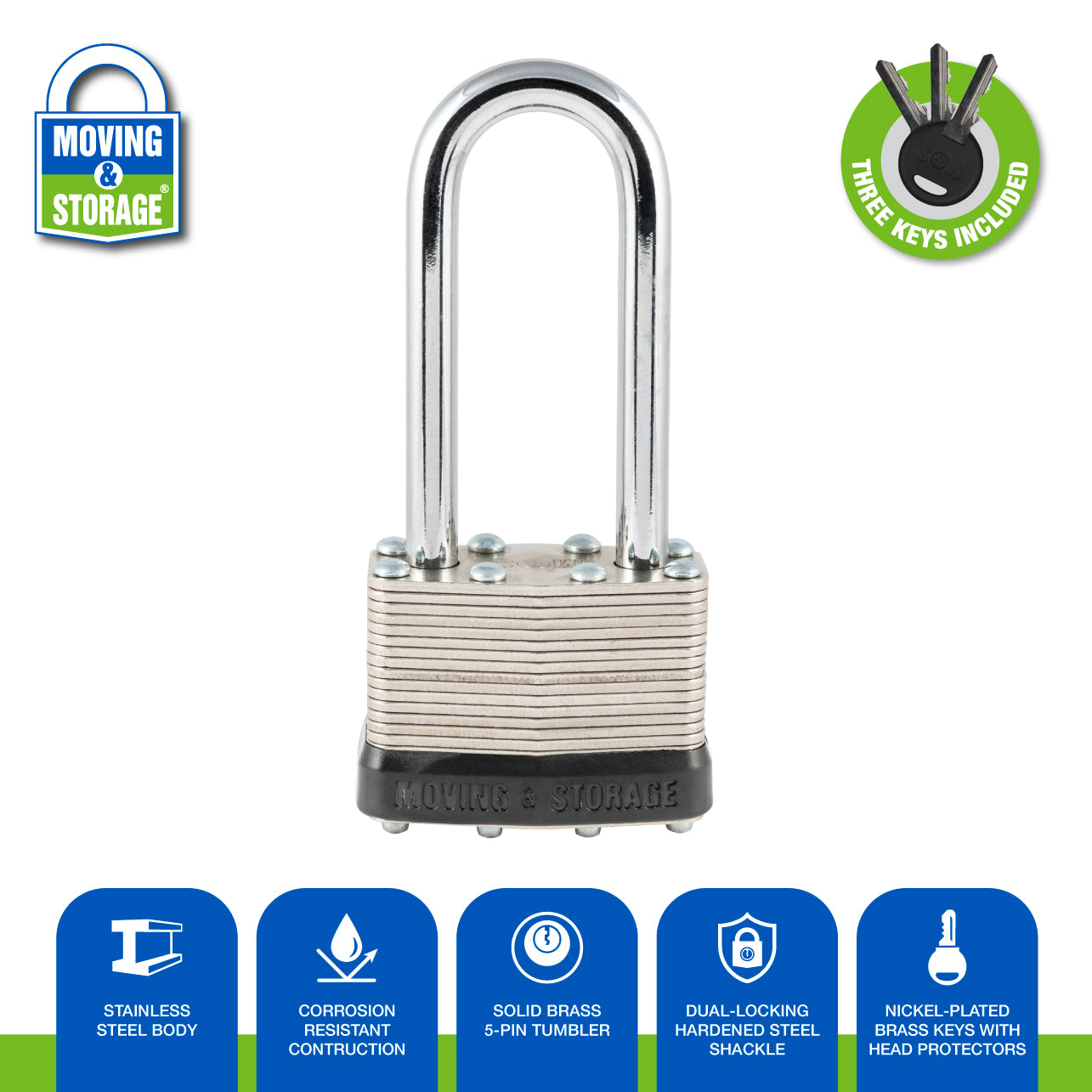 Trimax TLM87 Solid Steel Padlock - Dual Locking 30mm Laminated Security Lock